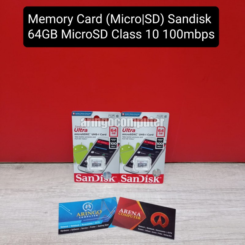 Memory Card (Micro|SD) Sandisk 64GB MicroSD Class 10 100mbps