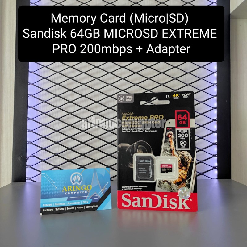 Memory Card (Micro|SD) Sandisk 64GB MICROSD EXTREME PRO 200mbps + Adapter