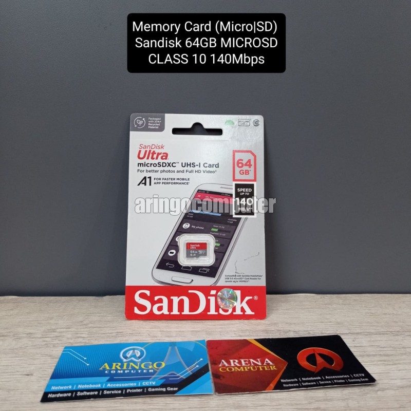 Memory Card (Micro|SD) Sandisk 64GB MICROSD CLASS 10 140Mbps