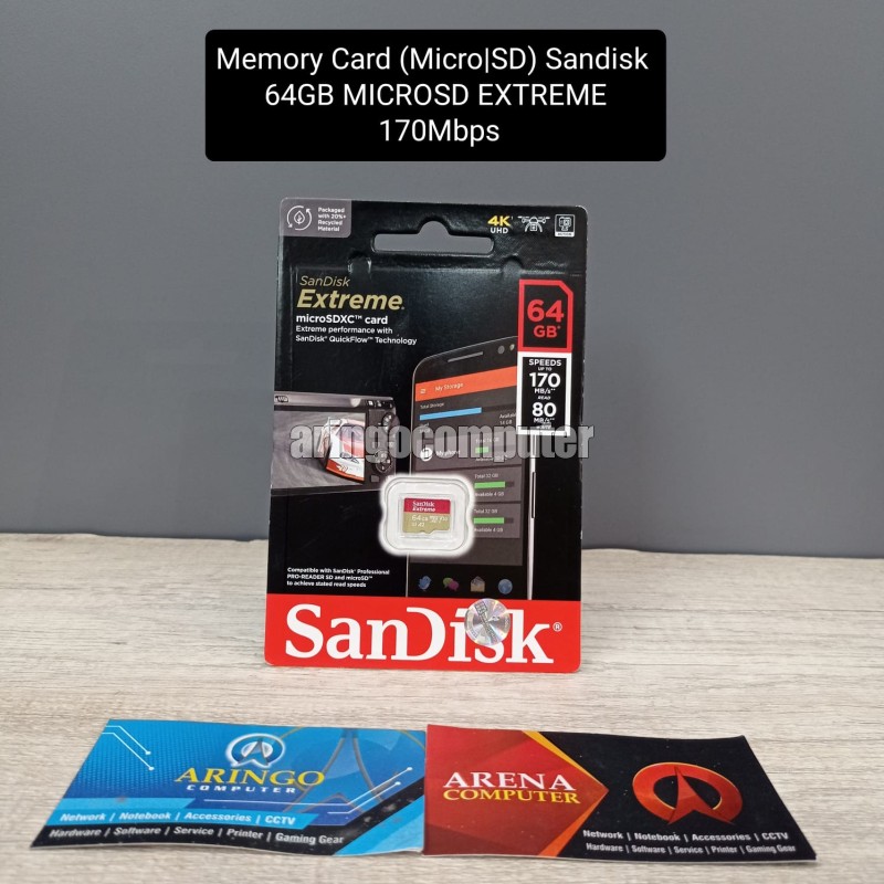 Memory Card (Micro|SD) Sandisk 64GB MICROSD EXTREME 170Mbps