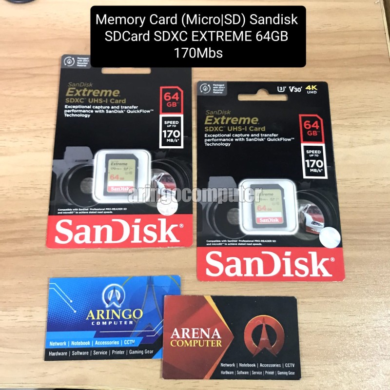 Memory Card (Micro|SD) Sandisk 64GB SDCard SDXC EXTREME 170Mbps