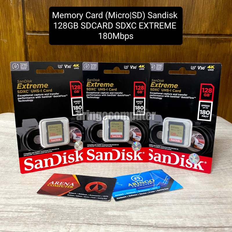 Memory Card (Micro|SD) Sandisk 128GB SDCard SDXC EXTREME 180Mbpss