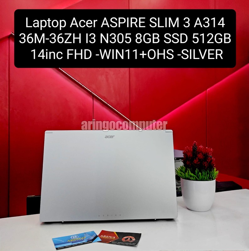Laptop Acer ASPIRE 3 SLIM A314-36M-36ZH I3 N305 8GB -SSD 512GB -14inc FHD -WIN11+OHS -SILVER