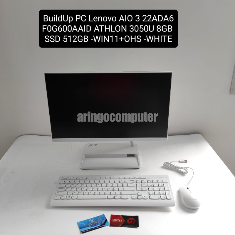 BuildUp PC Lenovo AIO 3 22ADA6-F0G600AAID ATHLON 3050U 8GB -SSD 512GB -WIN11+OHS -WHITE