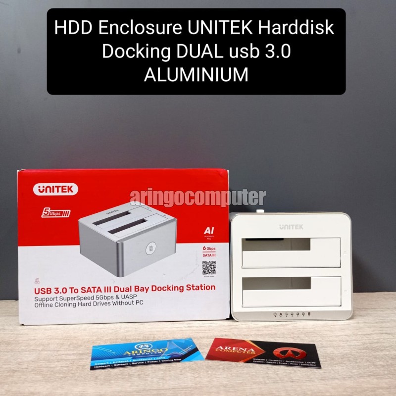 HDD Enclosure UNITEK Harddisk Docking DUAL usb 3.0 ALUMINIUM