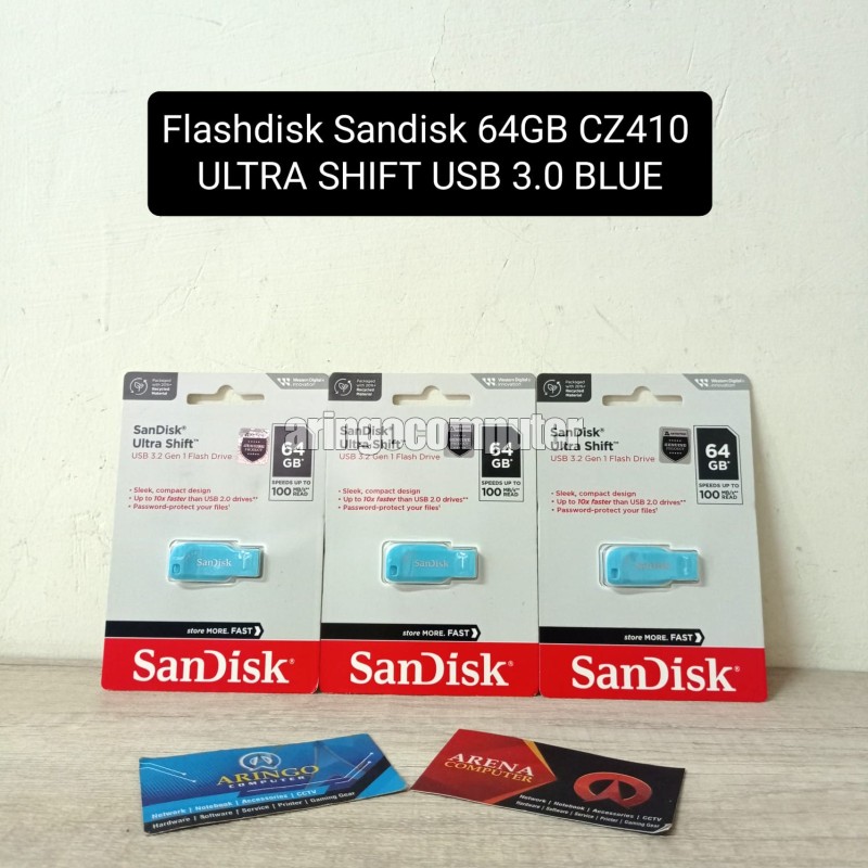 Flashdisk Sandisk 64GB CZ410 ULTRA SHIFT USB 3.0 BLUE