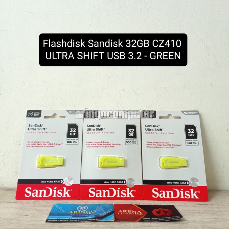 Flashdisk Sandisk 32GB CZ410 ULTRA SHIFT USB 3.2 - GREEN