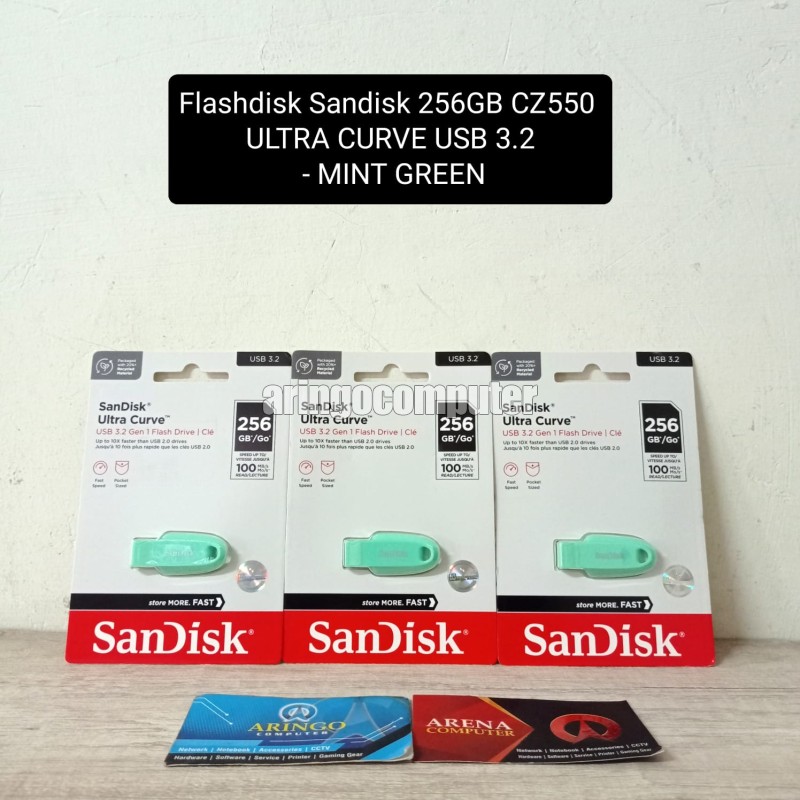 Flashdisk Sandisk 256GB CZ550 ULTRA CURVE USB 3.2 - MINT GREEN