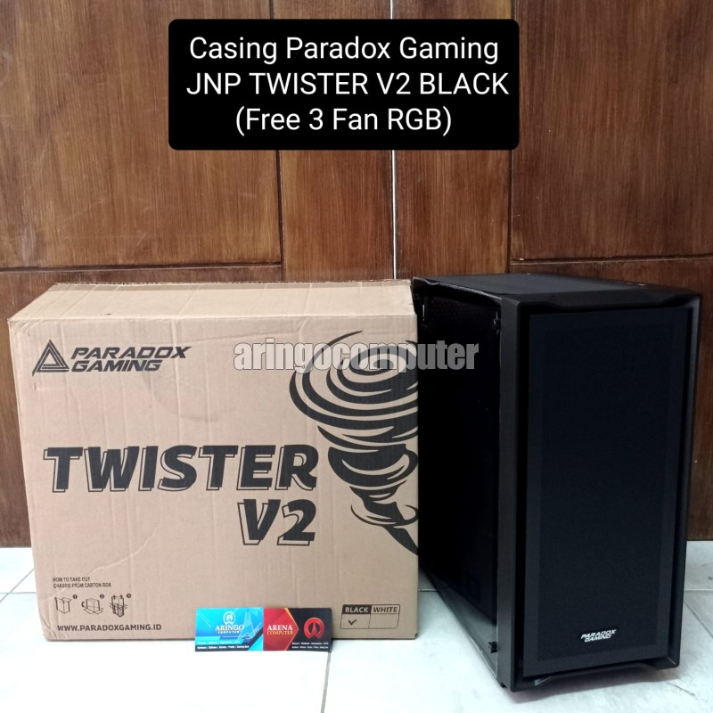 Casing Paradox Gaming JNP TWISTER V2 BLACK (Free 3 Fan ARGB) ATX