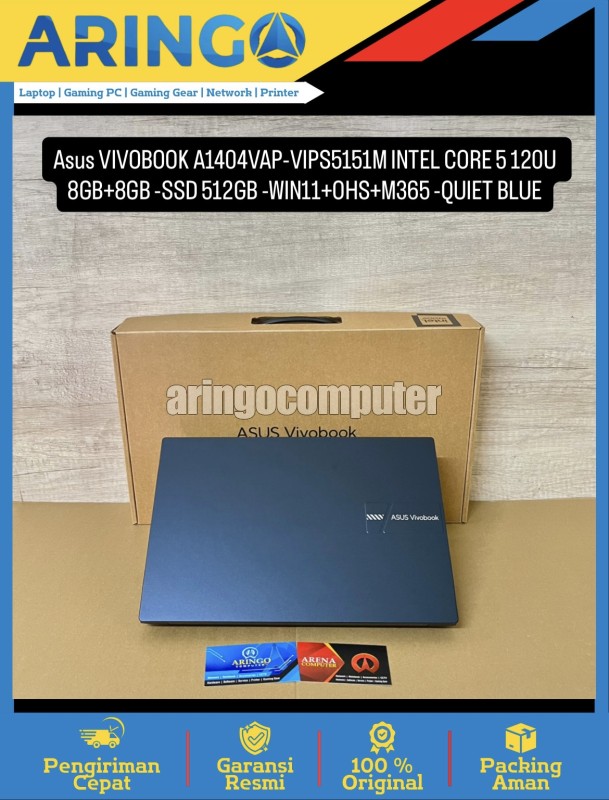 VIVOBOOK A1404VAP-VIPS5151M INTEL CORE 5 120U 8GB+8GB -SSD 512GB -WIN11+OHS+M365 -QUIET BLUE