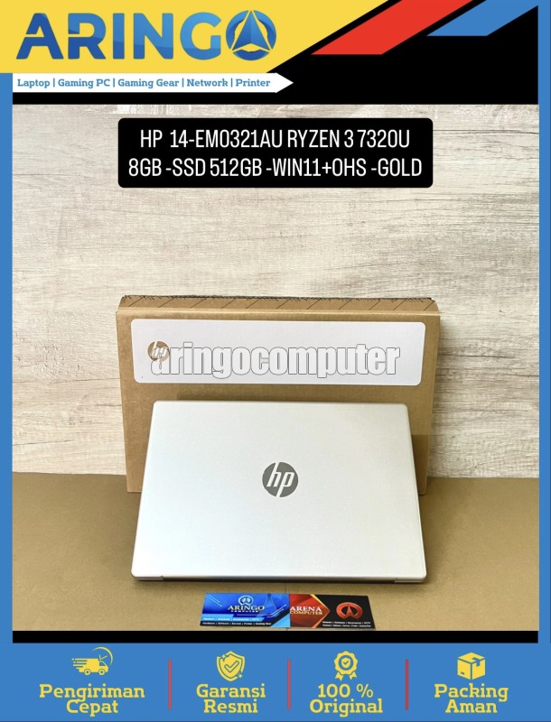14-EM0321AU RYZEN 3 7320U 8GB -SSD 512GB -WIN11+OHS -GOLD