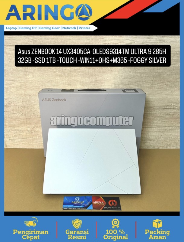 ZENBOOK 14 UX3405CA-OLEDS9314TM ULTRA 9 285H 32GB -SSD 1TB -TOUCH -WIN11+OHS+M365 -FOGGY SILVER