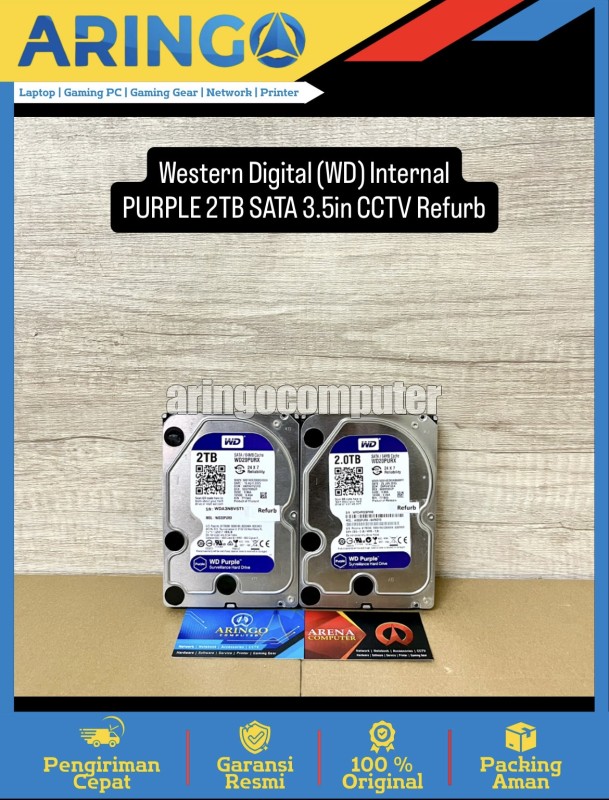 (WD) Internal PURPLE 2TB SATA 3.5in CCTV Refurb