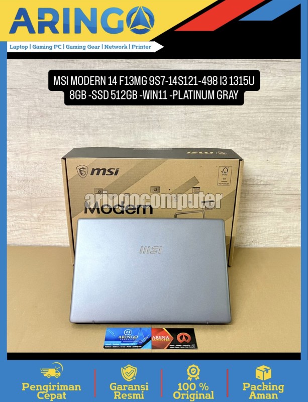 MODERN 14 F13MG 9S7-14S121-498 I3 1315U 8GB -SSD 512GB -WIN11 -PLATINUM GRAY